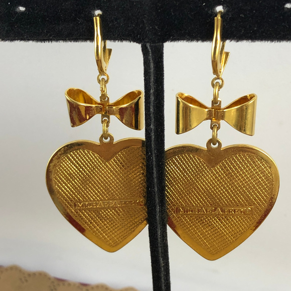 Vintage Michaela Frey Enamel Floral Heart Earrings - Picture 3 of 6